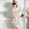 2025 Nuevo Traje de Baño Estilo Ins Fresco Pequeño Boxer Una Pieza Pecho Pequeño Sexy Conservador Aspecto Adelgazante Chica de Aguas Termales Traje de Baño
