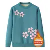 Suéter Cálido para Invierno para Mujeres de Mediana Edad y Mayores, Atuendo de Otoño de la Abuela, Camiseta Base Afelpada y Gruesa, Top Rojo
