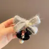 Elegante Laço de Lã Roxa Pérola Elástico Exquisito Acessórios de Cabelo para Mulheres Alta Qualidade Menina Doce Laço de Cabelo para Festa
