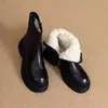 2026 novas botas Martin de couro macio, forradas com fleece, botas curtas femininas, quentes, com sola grossa, botas de neve peludas, sapatos de algodão quentes para outono e inverno