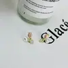 Pendientes Coreanos Lujo Ligero Nicho Gama Alta Estilo Ins para Mujer Pendientes de Botón Tulipán Rosa Dulce Flor Perla