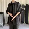 Camisa de manga corta para hombre, nueva marca de moda de verano 2026, tacto de alta gama, corte holgado, color liso, camisa de trabajo
