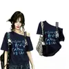 Camiseta Curta de Renda Doce Estilo Coreano com Alça de Ombro Único e Manga Curta para Mulheres, Top Versátil Bonito de Verão de Alta Qualidade