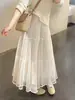 Falda midi plisada de malla y terciopelo patchwork para mujer, nueva colección otoño/invierno 2026, de cintura alta, falda acampanada adelgazante