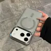 Adequado para Capa de Celular Iphone17Promax, Capa Protetora Magnética Simples Transparente com Padrão de Ondas de PC Anti-Queda para Apple 16