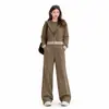 Nuevo conjunto de punto trenzado para mujer, otoño/invierno, con capucha, corte holgado, moderno y casual, de importación