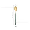 Colher de Aço Inoxidável 304 Estilo Coreano Cabo Longo Colher de Mistura Colher Doméstica Colher de Arroz Colher Redonda Colher de Café High Color Value Louça