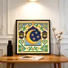 Mona Lisa Cruz Real Ponto Cruz Lua e Estrela Lâmpada Nova Moderna Simples Pintura Decorativa para Sala de Estar Entrada Bordado à Mão com Linha