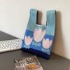 Ins Internet celebridade bolsa feminina malha lã balde saco japonês e coreano estilo all-match bolsa casual bolsa tote lancheira saco