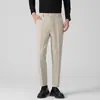 Pantalones de Traje para Hombre Primavera y Verano Nuevos Casuales Ajustados Rectos Largos Negocios Formales de Gama Alta Caída Resistentes a las Arrugas Pantalones de Vestir
