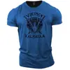 Moderna Nueva Camiseta de Verano Transpirable Cómoda de Cuello Redondo con Estampado de Letras para Hombres, Top Deportivo para Exteriores