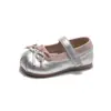 Zapatos de Cuero Redondos Estilo Retro con Lazo para Niñas 2026 Otoño Nuevos Lindos con Lunares de Suela Baja para Niños Venta al por Mayor