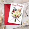 Compra Directa Transfronteriza de 1 Set de Tarjeta de Felicitación de Cumpleaños con Ilustración de Ramo Creativo y Sobre, Pedido Mínimo de 10 Sets, Mensaje de Cumpleaños