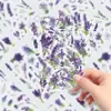 5 piezas de pegatinas transparentes de lavanda tranquila para diario PET, pegatinas de papelería impermeables de plantas florales