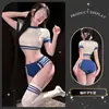 Admiração Matinal Sexy Apertado QQNY Tentação Uniforme de Ginástica Sedução Interesse Sexual Lingerie Erótica Desejo Puro Conjunto de Barriga Exposta para Mulher