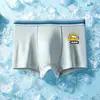 Roupa Íntima Masculina, Malha de Seda Gelo, Estilo Fino de Verão, Estampa de Desenho Animado Fofa, Cuecas Boxer Infantis Médias e Grandes, Boxers Estudantis