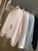 Camisa Ligera de Lino Lyocell Tencel 2025 Protección Solar Silueta Cintura con Cordón Cuello Mao Pequeño Color Sólido Mujer