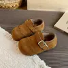 Zapatos Pequeños de Cuero Estilo Coreano para Niñas 2026 Otoño Nuevo Estilo Suela Suave Transpirables Zapatos de Princesa para Niños Cálidos con Más Terciopelo Zapatos para Bebé