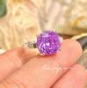 Anillo Octagonal de Diamante Púrpura Corte Rosa de Lujo Ligero de Alta Calidad para Mujer
