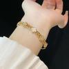Pulsera Trébol de Cuatro Hojas Fritillaria Temperamento Súper Hada Brillante Pulsera de Circonita Moda Tendencia Personalizada Abierta Pulsera Japonesa y Coreana Completa de Diamantes