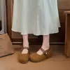 Nuevos zapatos Mary Jane deslumbrantes para mujer 2026 con suelas gruesas y aumento interno de altura, mocasines de imitación con punta dividida