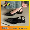 Sandalias de Verano 2026 de Diseño de Punto Único con Tacón Grueso, Estilo Slip-On, Comodidad Francesa, Sandalias de Punta a la Moda