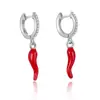 Pendientes de Moda con Personalidad Transfronteriza Europea y Americana, Pendientes Creativos para Oreja, Pendientes Colgantes para Mujer con Pegamento de Gota, Colgante de Chile Rojo y Amarillo, Pendientes Elegantes Ins