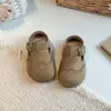 Zapatos de Cuero para Niñas Estilo Coreano Suela Suave Estilo Británico 2026 Primavera/Otoño Nuevos Zapatos Retro Birkenstock Moda Zapatos Planos de Suela Única