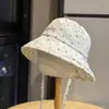 Novo Chapéu Bucket Pontilhado com Amarração Estilo Ins da Moda para Estudantes, Chapéu de Sol com Aba Larga para Mulheres, Perfeito para Passeios de Verão