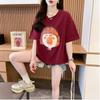 Linda Camiseta Holgada de Manga Corta con Diseño de Cuello en V para Mujer Verano Nuevo Talla Grande Estilo Versátil Top