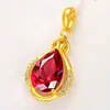 Colar com Pingente de Gota d'Água Dourado Areia Vermelho Vietnamita Latão Banhado a Ouro Moda Feminina Corrente para Clavícula Presente de Feriado