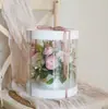 Caja de Empaque Transparente tipo Cubeta de Abrazo Caja de Regalo de Flores para el Día del Maestro Caja de Flores Portátil Tubo Redondo para Flores Ramo de Rosas Caja para Arreglo Floral