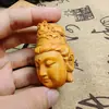 Talla en Madera de Ciprés Cabeza de Buda Guanyin Cabeza de Buda Tathagata Caja Pequeña de Boj Pieza de Mano Artesanías de Madera Adornos Regalos Culturales