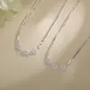 Collar de Zirconia Rosa Flor de Cerezo Estilo Chica Soñadora Coreana Doble Capa Diamante Blanco Cadena de Clavícula de Tres Flores Regalo de Cumpleaños