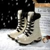 Botas de nieve de algodón de talla grande para exteriores, de invierno, gruesas y cálidas, de caña alta, de forro polar, para invierno