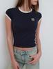 Camiseta de cuello redondo ajustada Spice Girls con bordado de letras de doble polo y estilo callejero europeo y americano, camiseta de manga corta que combina con todo.