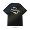 Camiseta de Manga Curta Estilo Americano 2025 Ano da Serpente Limitada Prateada Refletiva Estampa Esportiva Elástica Estampada Moderna Masculina de Manga Curta