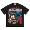 Europeo y Americano Transfronterizo Vintage Retro Estampado Americano High Street Camiseta de Manga Corta Lavado Viejo Pesado Cuello Pequeño Top Trendy