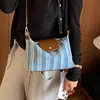 Bolso bandolera de tejido a rayas estilo casual 2026 para mujer, bolso de mano, bolso pequeño nuevo de un solo hombro de gran capacidad, súper popular