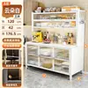 Gabinete de almacenamiento para cocina, aparador de acero con panel de roca, mesa multifuncional para alimentar bebés, gabinete de almacenamiento para microondas, armario de almacenamiento