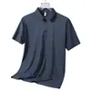 Camiseta de verano hecha de tejido con tecnología de seda de hielo, secado rápido, sin costuras, de manga corta, polo liso sin costuras para hombre, ropa de trabajo personalizada