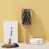 Bolsa de Aire Cuadrada Placa Grande Peine de Madera y Madera de Loto Peine con Cojín de Aire Peine Masajeador de Meridianos del Cuero Cabelludo del Hogar Peine Redondo