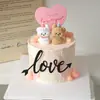 Decoração de Bolo Dia dos Namorados Chinês Coração de Acrílico Amor Cartão Plug-In Cachorro de Desenho Animado Fofo Enfeites