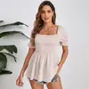 2025 Amazon Europeo y Americano Transfronterizo Verano Nuevo Top de Gasa Floral Cuello Cuadrado Camisa de Gasa Espalda Descubierta Ropa de Mujer Sexy