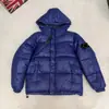 Chaqueta de Algodón Acolchada con Capucha Bloqueada Transfronteriza de Isla Segmentada Cierre de Bloqueo Puños Elásticos de Algodón Casual Urbano Unisex