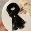 Cachecol de Cor Sólida Suave Outono e Inverno Feminino 2024 Novo Longo Espessado Quente Estilo Coreano Franja Simples Versátil