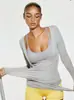 Zhejiang Xichen 26312 Blusa Manga Longa para Yoga Feminina para Usar ao Ar Livre, Top Esportivo com Alças de Desejo Puro, Roupa Fitness