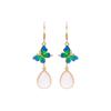 En el verano de 2022, los nuevos accesorios de moda nacional cobre chapado en oro esmalte floral mariposa baile imitación estilo Palacio de Jade aretes vintage
