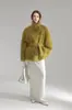 Abrigo de Terciopelo de Nube y Mohair con Cuello Alto, Diseño Minimalista para Mujer, Abrigo de Lana Holgado, Nuevo Abrigo de Otoño e Invierno
