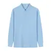 Camiseta de manga larga con cuello para hombre, 210 g, algodón de fibra larga Xinjiang de 40 hilos, doble hilo, color liso, corte holgado, otoño, venta al por mayor de fábrica